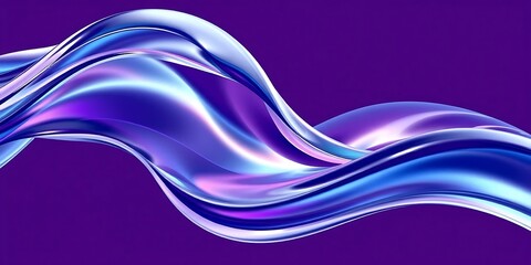 Fototapeta premium Abstract Iridescent Blue and Purple Fluid Wave Background - Futuristic Digital Art for Creative Projects