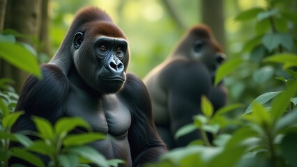 Western gorilla in the jungle on National Endangered Species Day, Protecting the endangered gorilla species and their habitats, Conservation efforts for gorilla protection, Preserving wildlife and jun