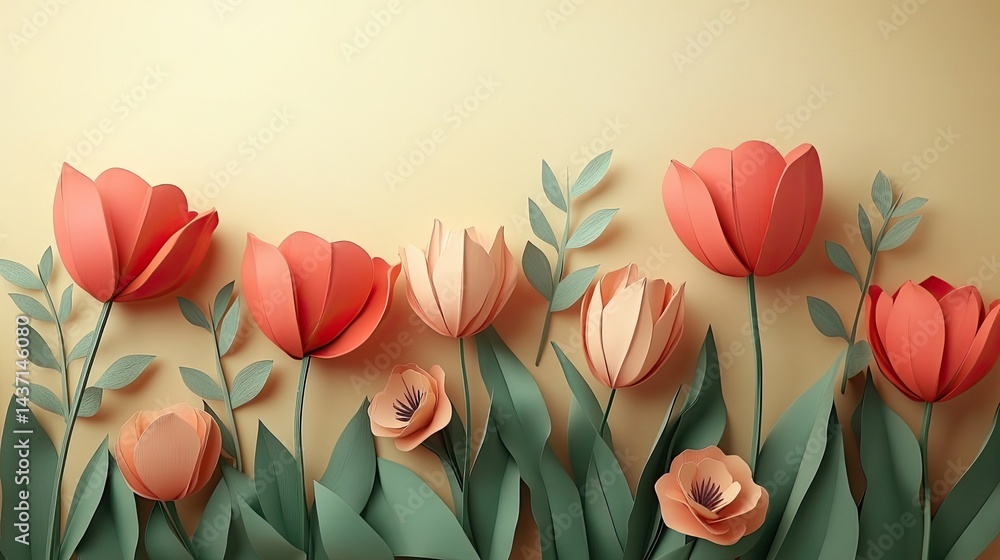 Poster a tulip border with copy space. -