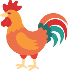 Rooster Illustrations and Silhouette Roosters Collection, hen and rooster cock vector illustration colorful, silhouette , line artv