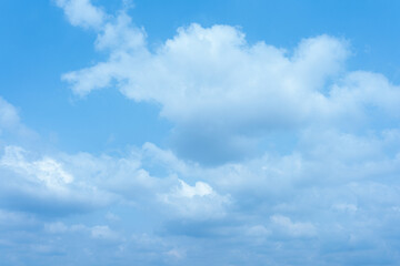 Serene Blue Sky with Fluffy White Cumulus Clouds Peaceful Nature Background