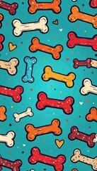 Seamless dog bone vector doodle wallpaper background, dog skeleton, dog bone pattern, dog breed