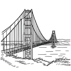 Fototapeta premium Golden Gate Bridge illustration in black and white 