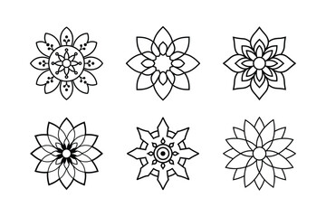 Bundle of detailed mandala silhouette vector
