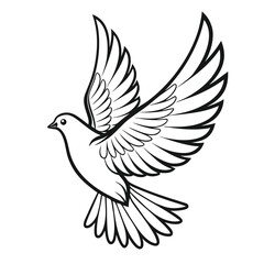 Obraz premium Simple Line Art Dove Illustration - Peace Symbol Bird Drawing