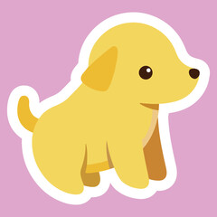 Cute Yellow Cartoon Puppy Sitting Vector Illustration
