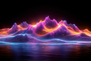 Neon Mountainscape: A Digital Fantasy Landscape