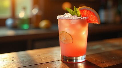 World Paloma Day, lively beach party, Paloma cocktails, people dancing, sunset celebration, vibrant tropical drinks