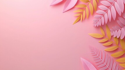 Fototapeta premium Colorful Foliage Leaves on Soft Pink Background for Creative Projects