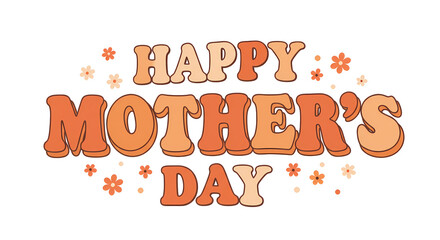 Retro 70s Mother's Day Lettering PNG
