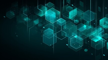Fototapeta premium Abstract technology background with glowing cubes futuristic digital concept art