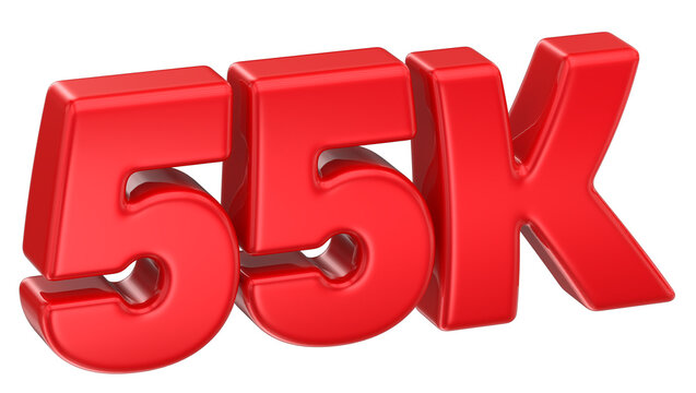 55K Number Red 3D Render