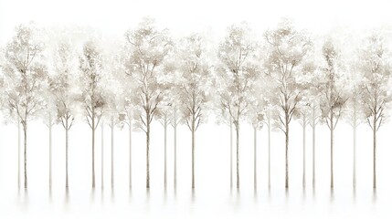 Serene Forest Landscape with Delicate White Trees in Soft Light