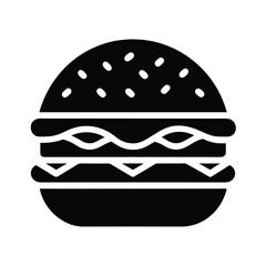 Burger Stencil Icon Vector Illustration