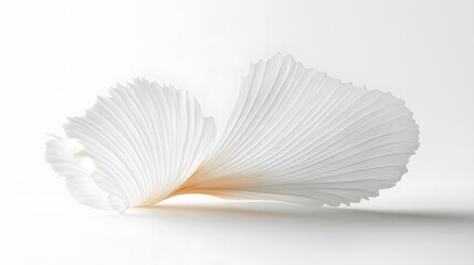 Elegant White Leaf with Delicate Veins on a Soft White Background