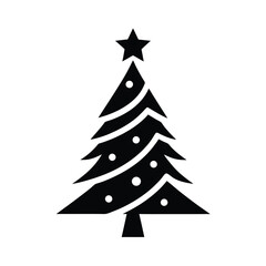 Christmas Tree Stencil Icon Vector Illustration