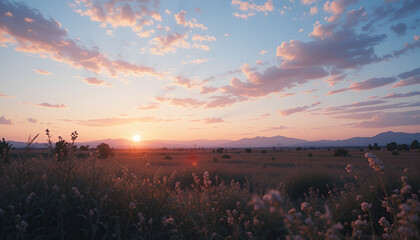 sunset over the river