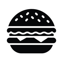 Hamburger Flat Stencil Icon Vector Illustration