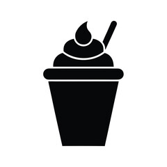 Ice Cream Cup Stencil Icon Vector Illustration