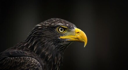 Obraz premium Close-up of a Steller's sea eagle head with yellow beak and eye