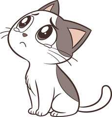 Cat Illustration With Sad Face