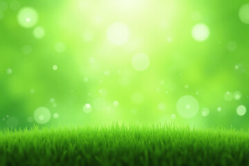 Fototapeta premium green grass field with bokeh lights in the background
