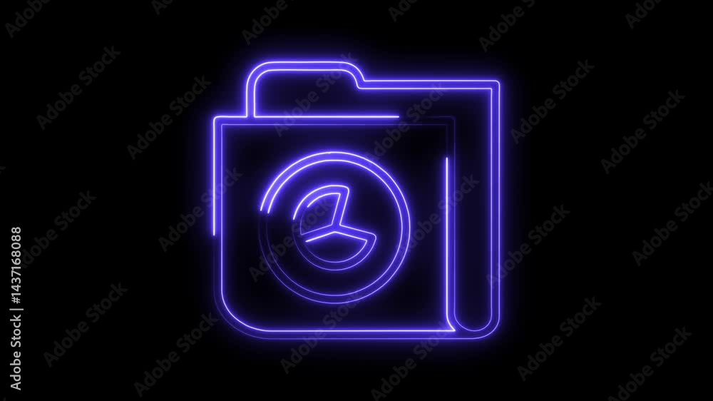 Aufkleber glowing neon file icon animation in purple on black background digital data visualization abstract c