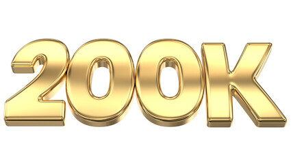 200K Gold Number Follow 3D Render