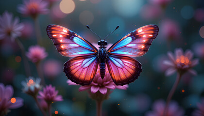 butterfly on pink flower