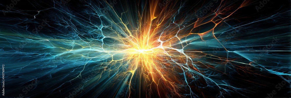 Aufkleber glowing energy source emits neural tendrils in a cosmic display of interconnectedness and vibrant co