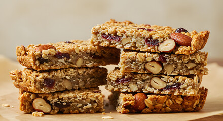 Healthy Homemade Granola Bars with Nuts and Oats