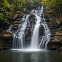 Fototapeta premium Majestic Noccalula Falls, Gadsden, Alabama: Scenic Waterfall Landscape