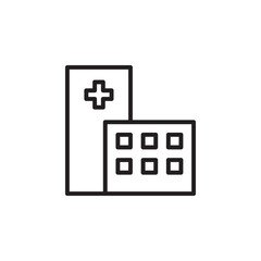 Minimalist Icon Representing Hospital Building and Healthcare Service in a Medical Context