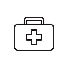 Medical Icon Representing First Aid Kit with Red Cross Symbol on White Background