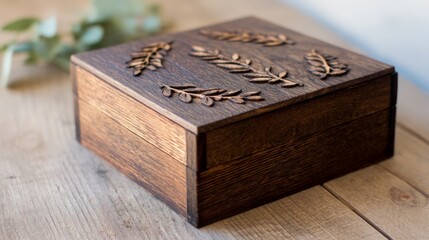 a custom wooden keepsake box with engraved design