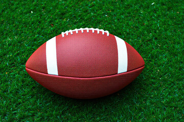 Fototapeta premium football laying on top of a lush green field