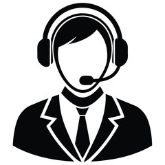 Customer Service Icon - Headset and Suit customer service representative