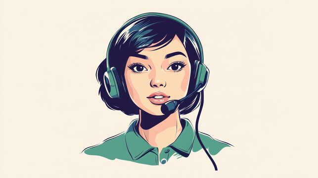 Asian woman customer service agent headset support