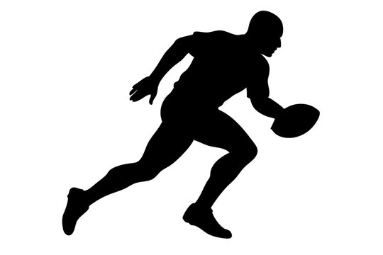 recommend clip art: Silhouette of american football player running with ball for sports graphics and design, american football, player, silhouette, running, ball, sport, athlete, action, competition, exercise, fitness