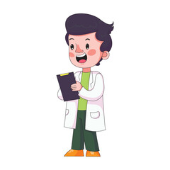 Smiling boy writing on clipboard, fun childhood learning moment, education, school, and study concept art