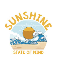 Retro Summer T-shirt Design Sunshine State Of Mind