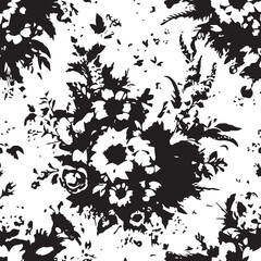 seamless gentle vector paisley print with ethnic paisley and flowers pattern, allover composition. Detailed beautiful paisleys with floral motives in black and white.	
