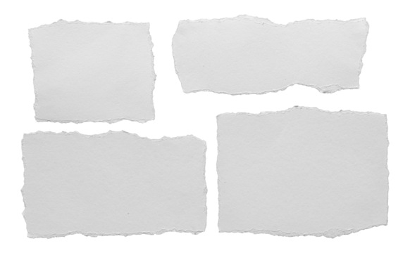 ripped element set of torn paper edges isolated with clipping path on white background. torn paper texture, ripped of paper designs and jagged paper edges create a raw, artistic look
