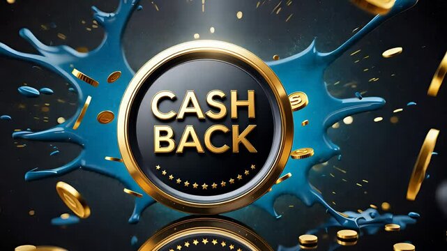 Cashback Offer with Flying Gold Coins and Water Splash - Financial Reward and Promotion Concept


