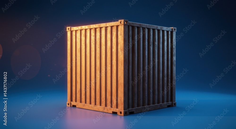 Poster 3 d render of a shipping container isolated on a gradient background
