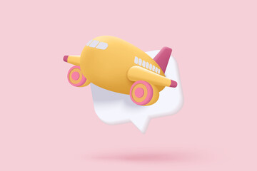 3D pin map with flight plane travel tourism trip planning world tour. Tourism plane trip planning world tour with pin location on holiday summer concept. 3d icon vector airplane render illustration