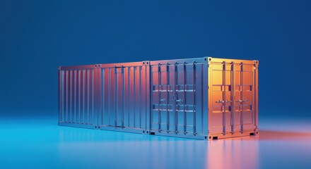 Obraz premium Cargo container against blue background for shipping and logistics