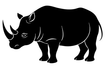Fototapeta premium Rhinoceros black silhouette vector illustration wildlife animal icon design strong horned herbivore, rhinoceros, rhino, silhouette, vector, animal, wildlife, african, horn, mammal, black, drawing