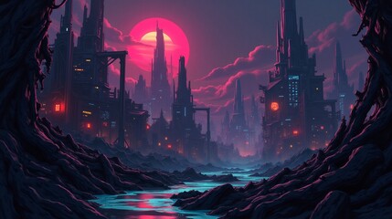 Obraz premium Dreamscapes: A Surreal Cityscape Euphoria