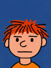 Cartoon kid drawing - Crayon - Hand drawn - Funny expression cartoon - Kindergarten - Expression - 